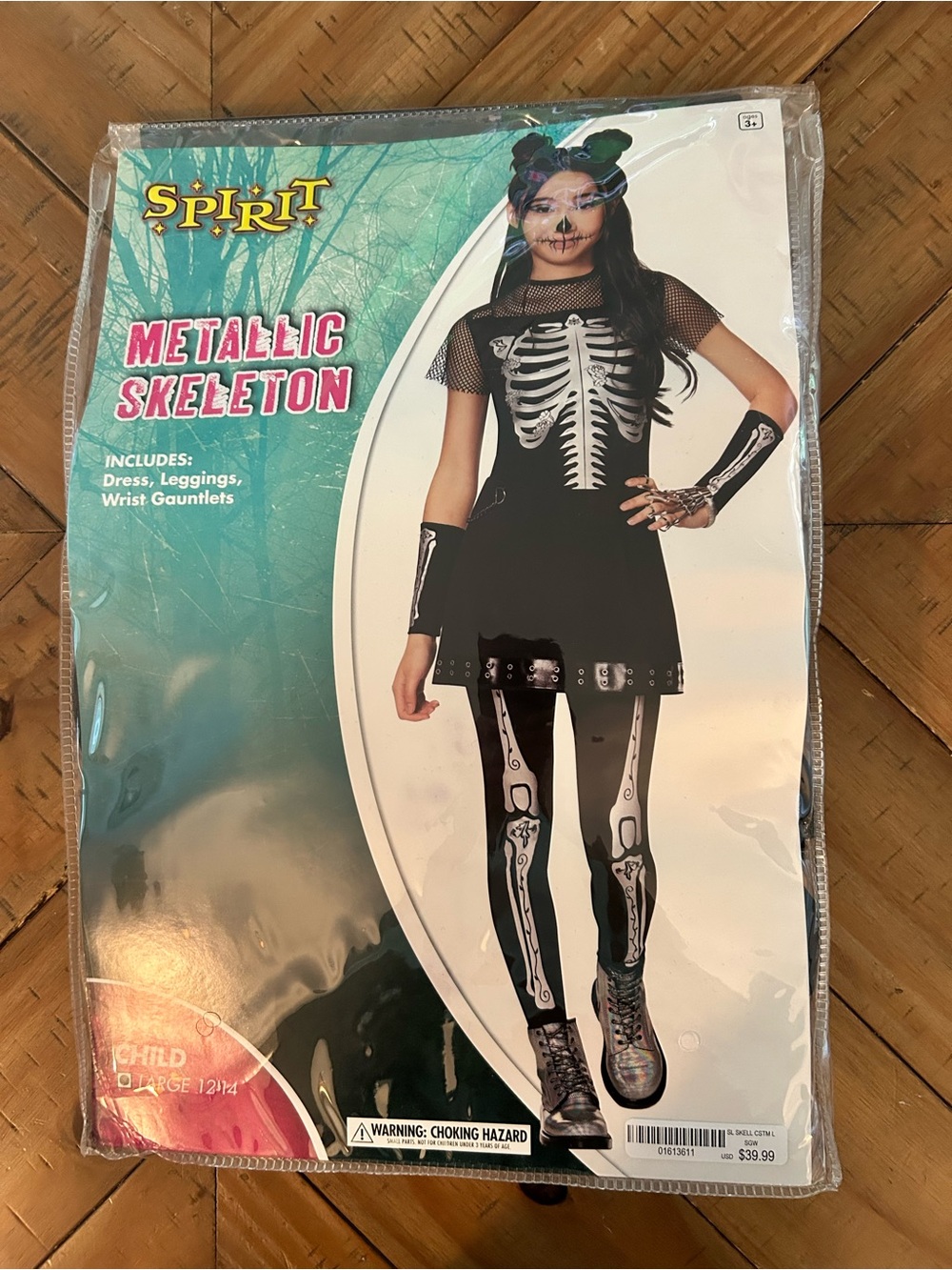 Spirit Metallic Skeleton Costume - Black & Silver